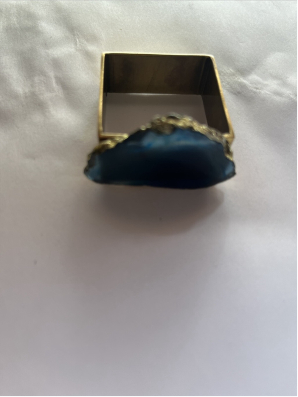 Copper Napkin Rings Agate Stone Natural Geode Rock Stone Mineral 1 DARK BLUE